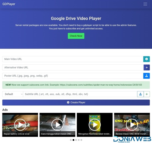 GDPlayer.Top Google Drive Video Player PHP Script v4.8.0